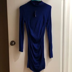Royal Blue Mock Neck Fitted Sweater Dress NWT
